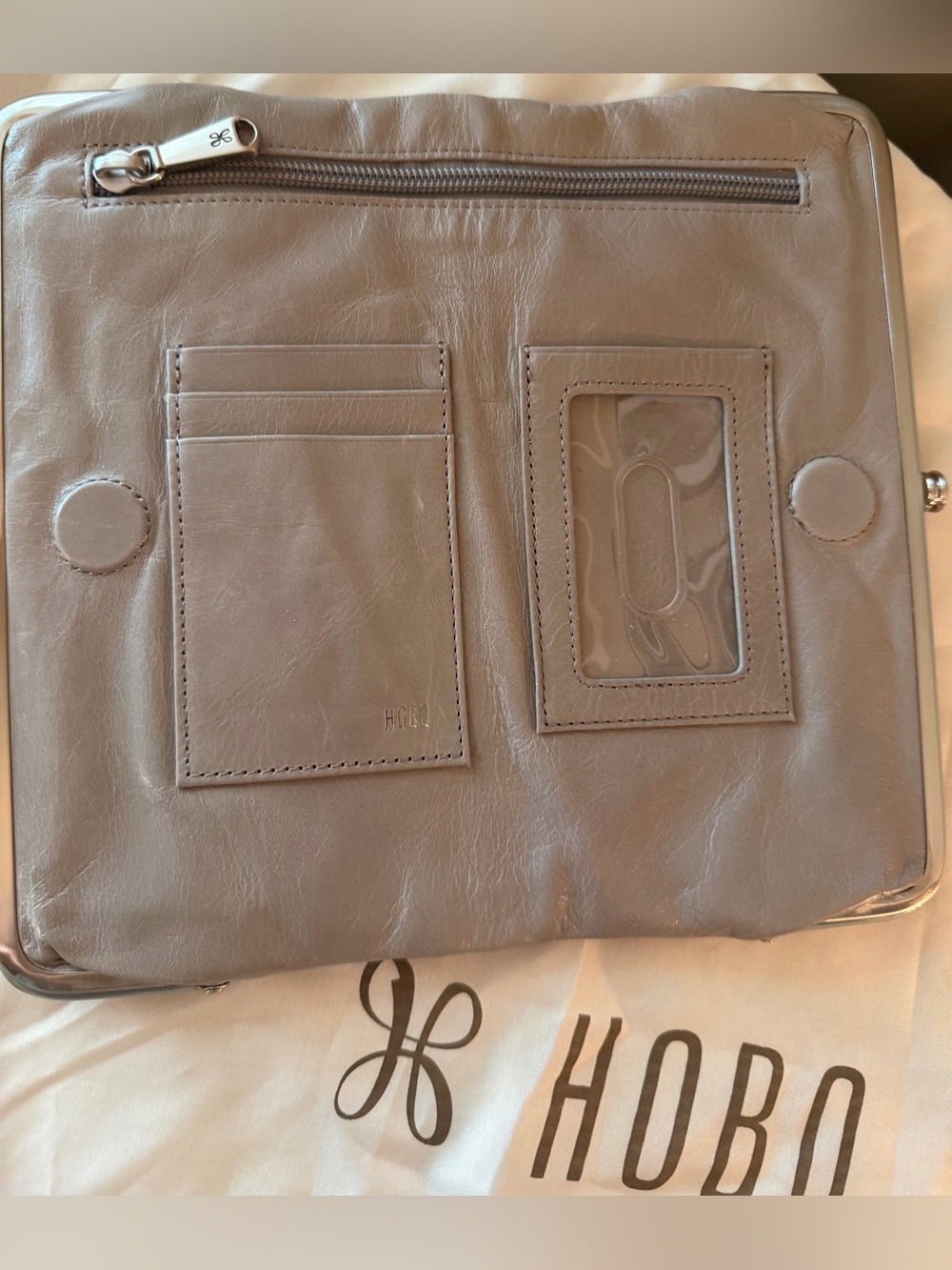 HOBO Beautiful Driftwood shade Leather Tote with Matching Clutch - Picture 13 of 16